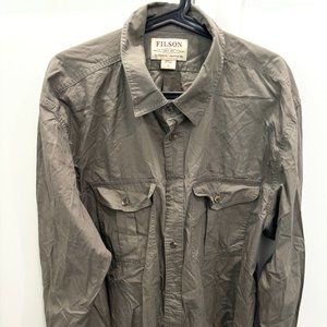 CC Filson Co Cotton Shirt X-Large Solid Gray Button-up Long Sleeve Pockets